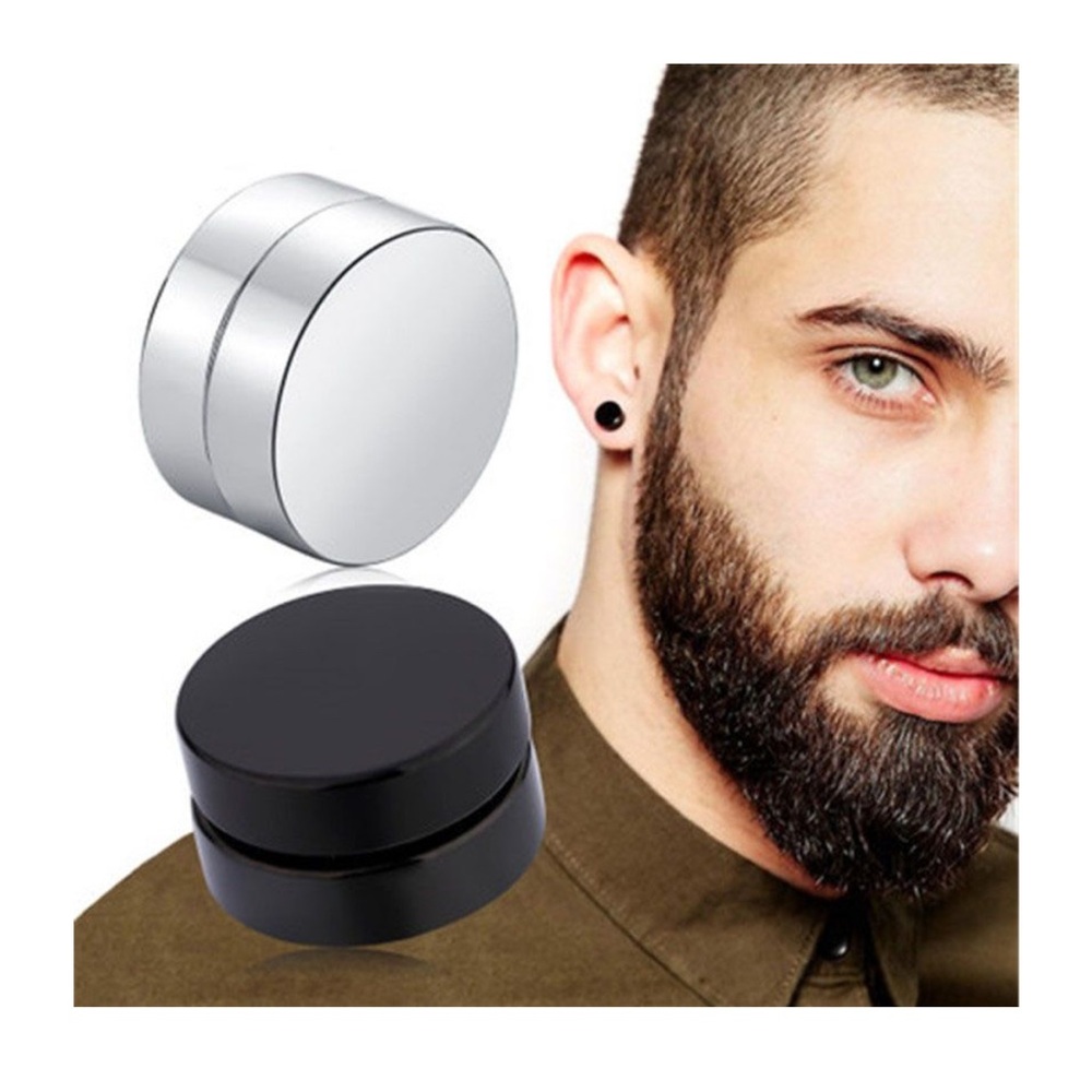 Silver Magnetic Non-piercing Round Stud Earrings (Unisex)Stainless Steel. 6MM